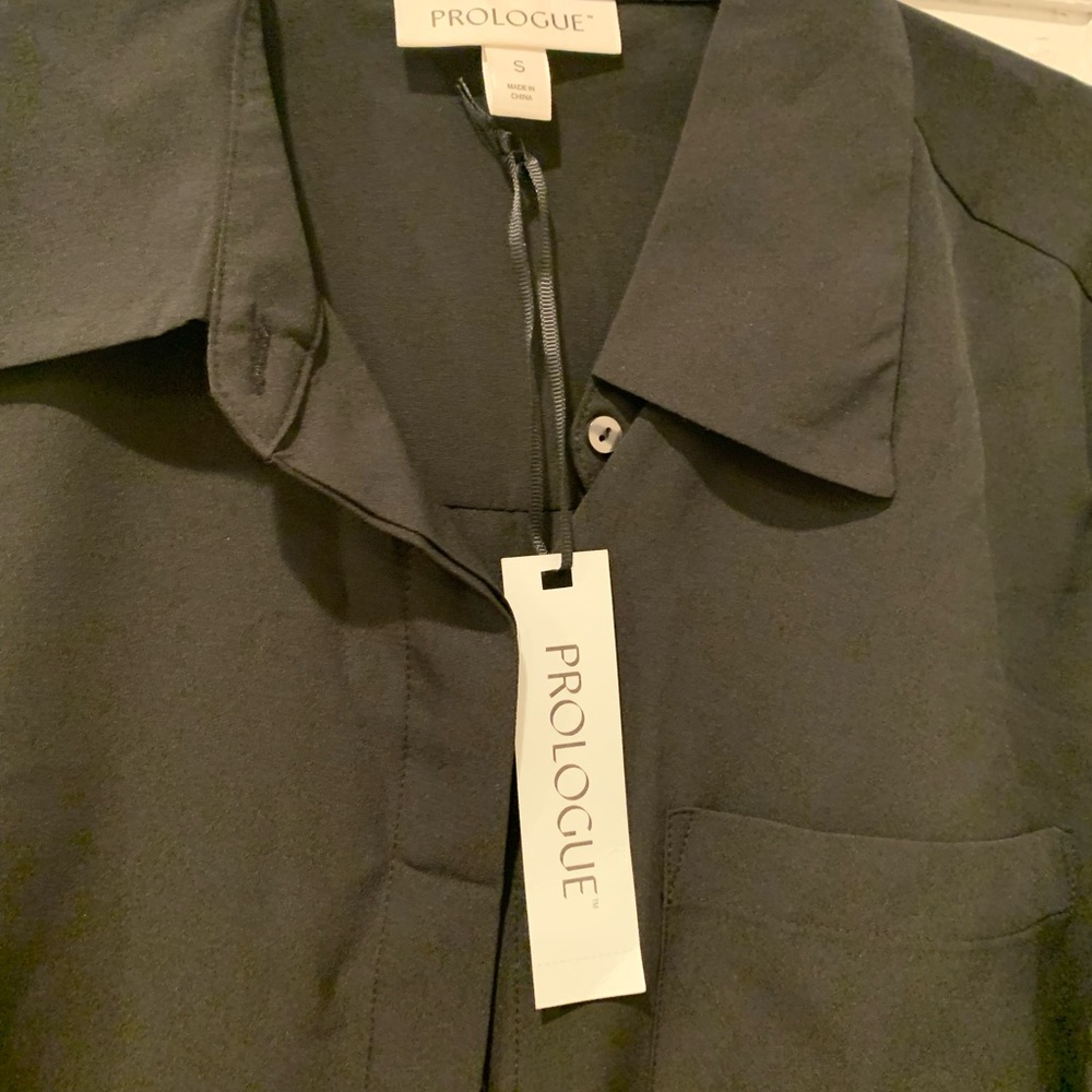 Brand new black sheer button down shirt